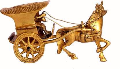 StonKraft Unique Show Piece of Horse Cart Brass Metal with Fine Finish Carving Work