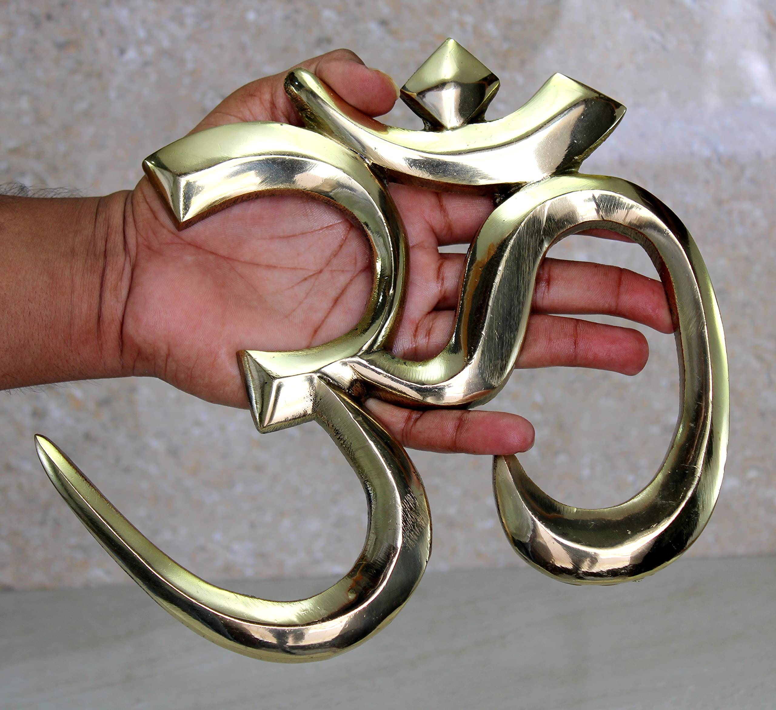 ESPLANADE Brass OM Wall Hanging Sculpture | Vastu Fengshui Goodluck, Auspicious, Religious symbols | Pooja Idols | Home Decor - Golden (Available in various sizes)