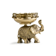 ESPLANADE Brass Elephant Urli Bowl – Traditional Home Décor Showpiece for Floating Flowers, Candle Lamps, Temple Room & Diwali Festive Decoration – Ethnic Elephant Sculpture Bowl