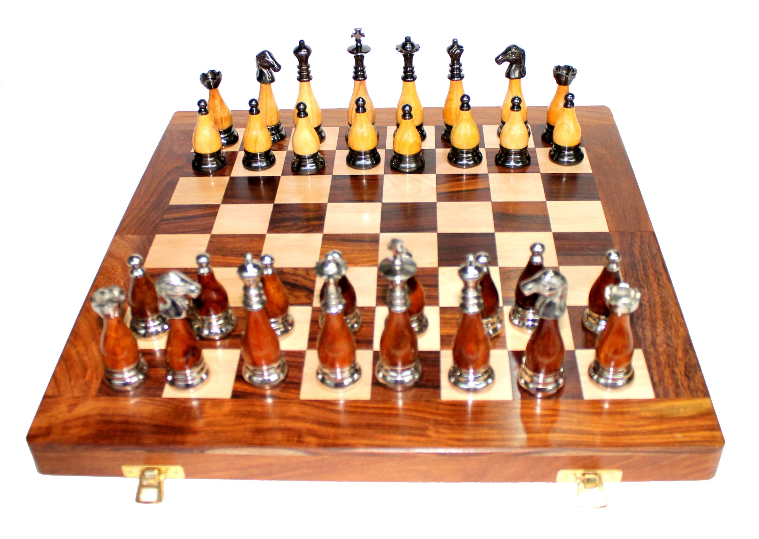 StonKraft Wooden Chess Board Without Pieces for Professional Chess Players - Appropriate Wooden & Brass Chess Pieces Chessmen Available Separately by Brand (14", 16",21"- Acacia Wood)
