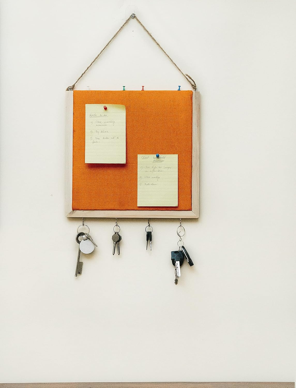 IVEI Smart pin Board and Key Holder Combination - Organizer Boards - Orange Bulletin Board