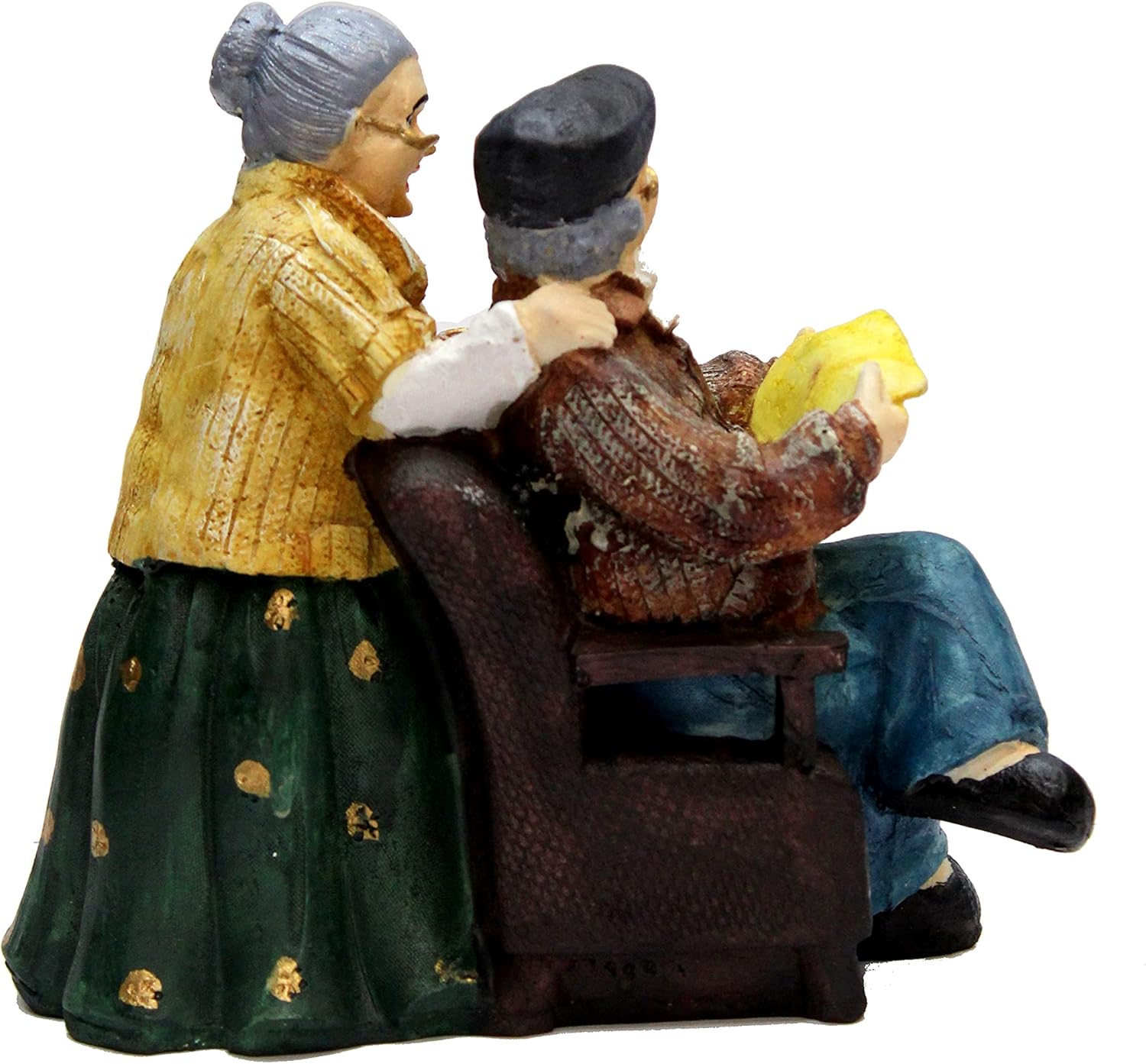 eSplanade Resin Dada Dadi Showpiece Brings Goodluck, Fengshui, Vastu for Home Decor - 6.75" Inches - Multi