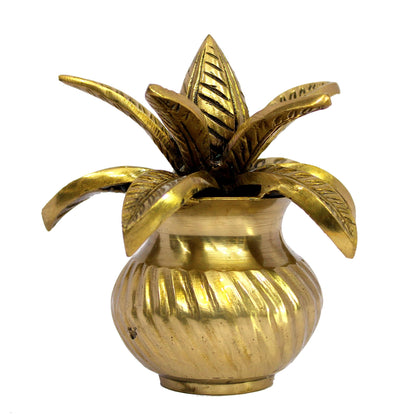 eSplanade Brass Decorative Kalash with Coconut for Puja Temple Laxmi Ganesh Crafted Kalasha - 5.75 inches