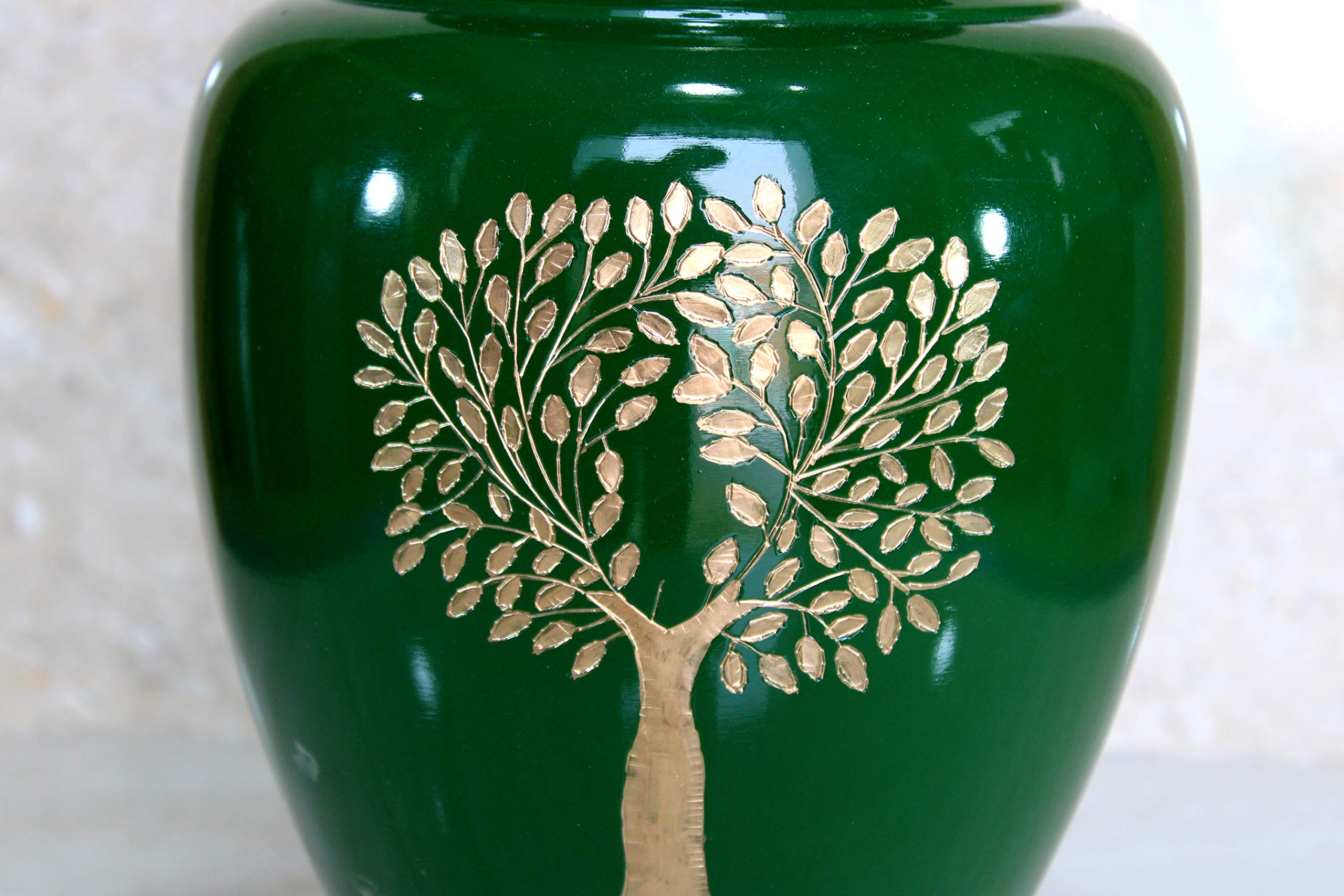 eSplanade Brass Cremation Urn Memorial Jar Pot Container | Full Size Urn for Funeral Ashes Burial | Engraved Metal Urn |