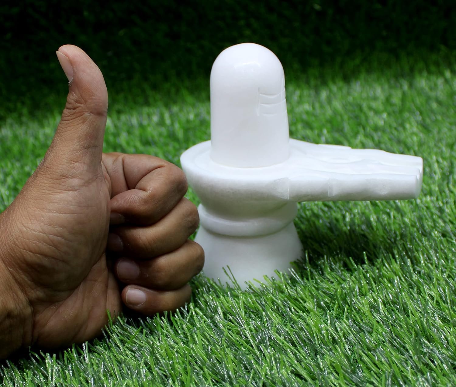 StonKraft Marble Shiva Lingam Shiv Ling Idol Murti Statue Adiyogi (White Lingam)