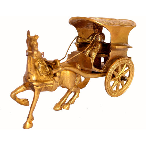 StonKraft Unique Show Piece of Horse Cart Brass Metal with Fine Finish Carving Work