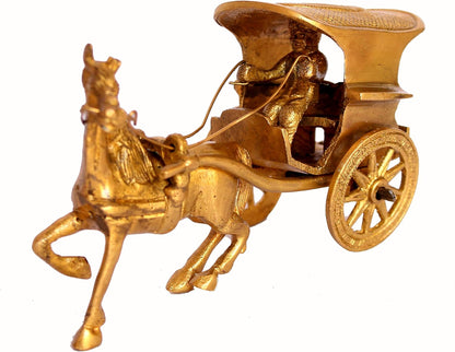 StonKraft Unique Show Piece of Horse Cart Brass Metal with Fine Finish Carving Work