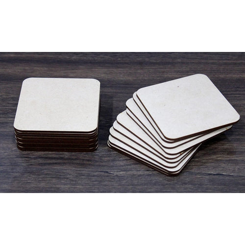 eSplanade DIY Thin MDF Coasters Wood Sheet Craft - MDF Plain Wooden Coasters Square Shaped Blank Cutouts for Painting; Decoupage; Resin Art Work & Decoration - Set of 20 (3.5