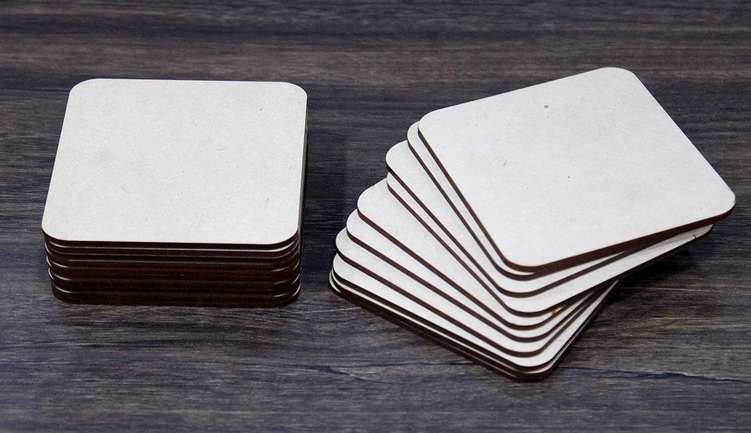 eSplanade DIY Thin MDF Coasters Wood Sheet Craft - MDF Plain Wooden Coasters Square Shaped Blank Cutouts for Painting; Decoupage; Resin Art Work & Decoration - Set of 20 (3.5" x 3.5" Inches)