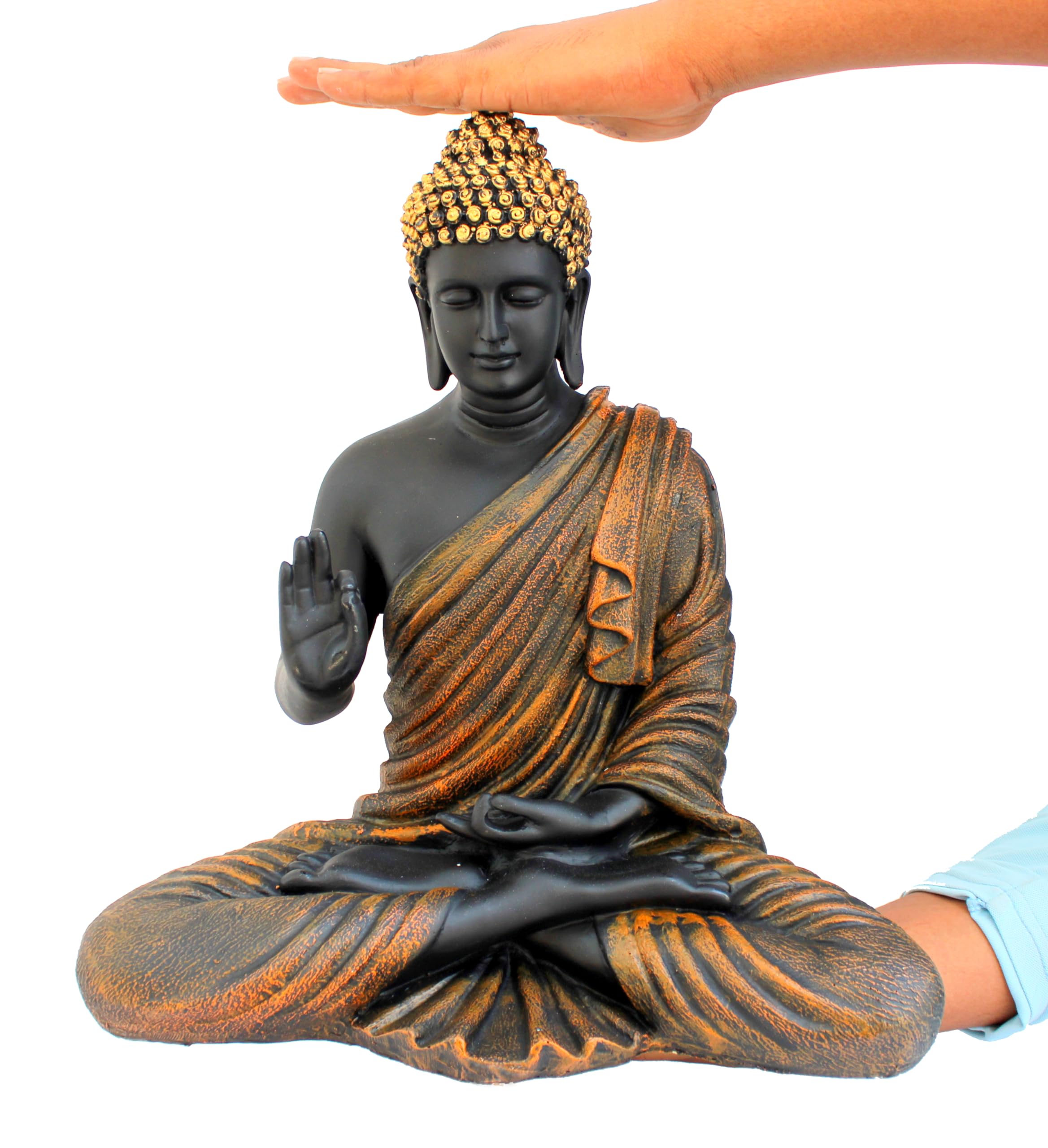 ESPLANADE Resin Meditating Buddha Showpiece | Home Decor | Idol Statue Figurine Murti | Tibetan Buddhist Statue - 14.5 Inches Height