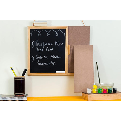 IVEI DIY MDF Black Board- Dry Erase Board with DIY Panel, DIY Room Decor - Black Board with Duster and Chalk
