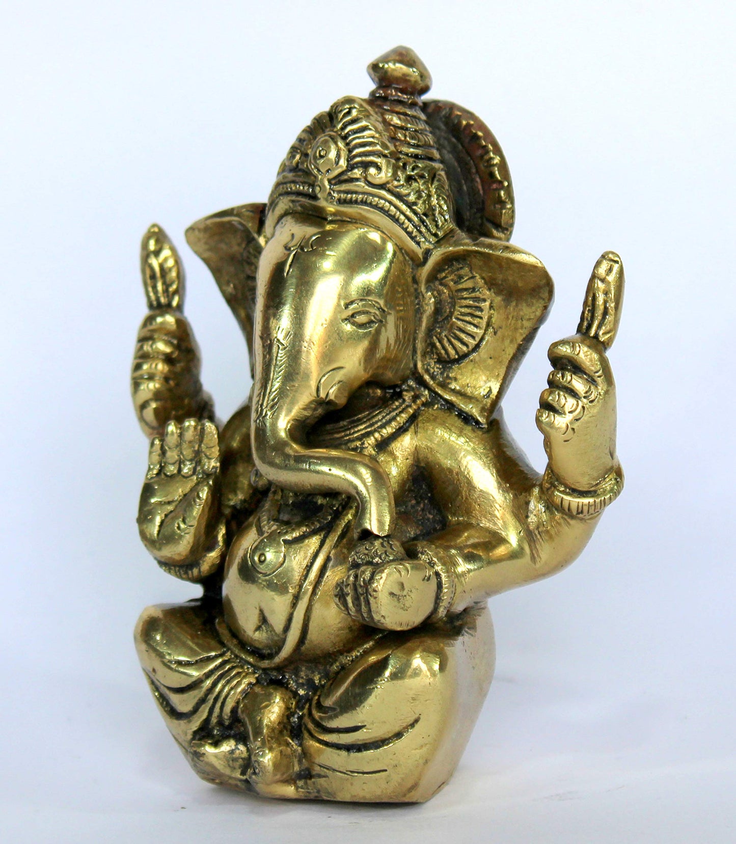 eSplanade 5" Ganesha Brass Showpiece | Home Decor | Ganesh Ganesha Ganpati Ganapati Murti Idol (Sitting Ganesha)