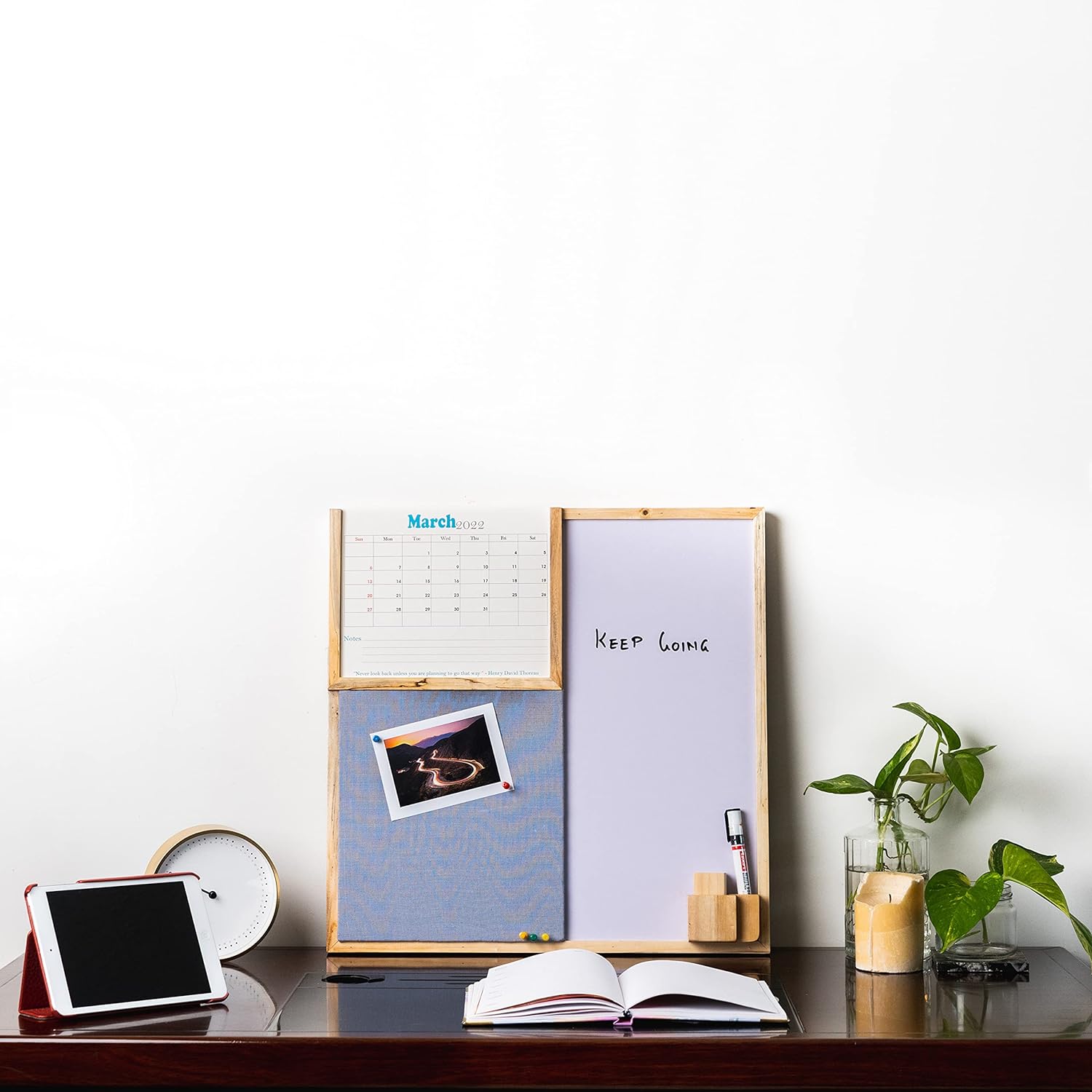 IVEI Combination Board with Planner, Pin Board & Whiteboard - Grey - Innovative Organizer for Kids and Adults to Do Boards – Best Gift for Home, Office, School- Grey, Wine