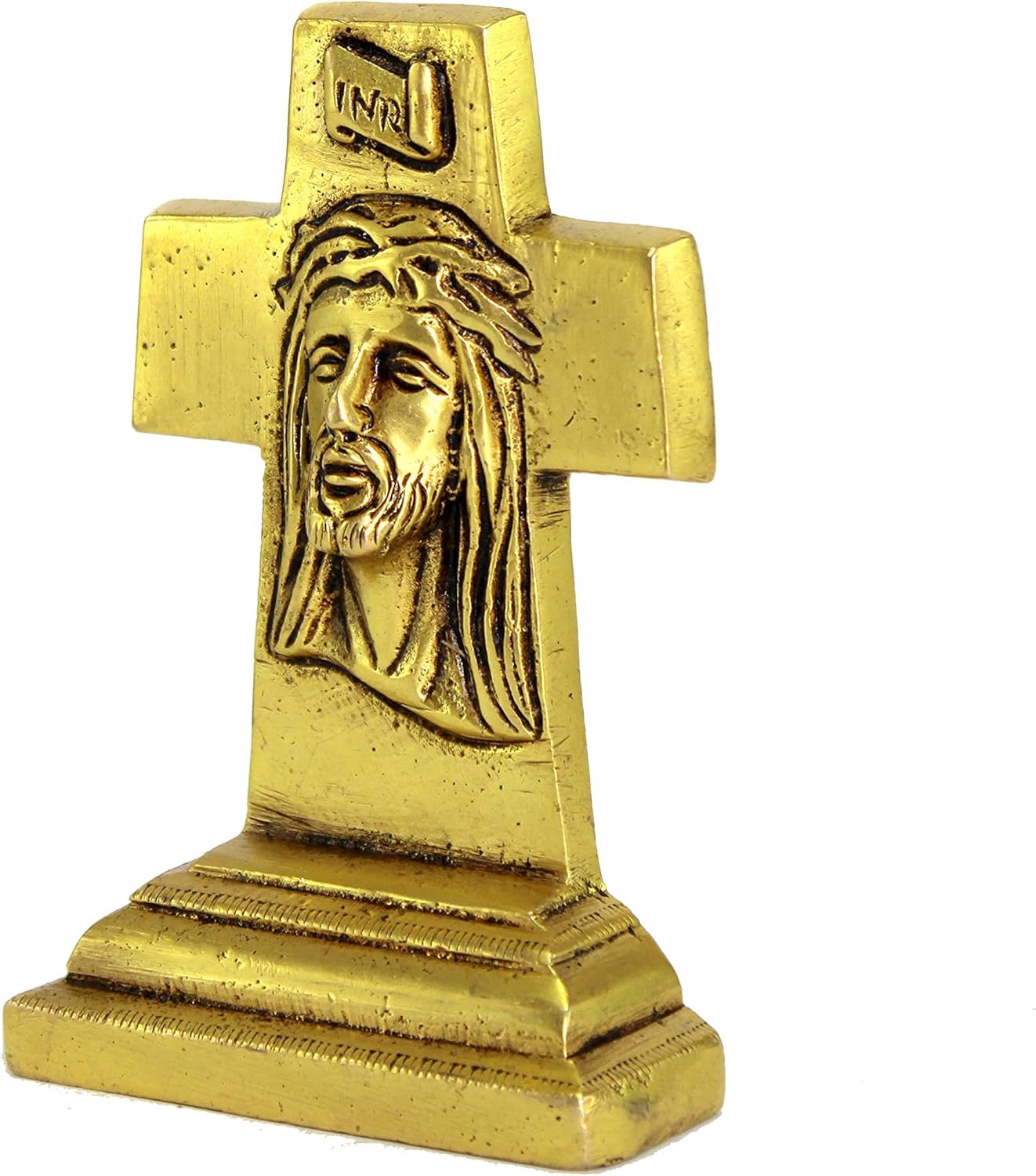 eSplanade Brass Jesus Christ Cross - 4.25 inches | Spiritual Idols | Religious Statues | Holy Statue of Jesus