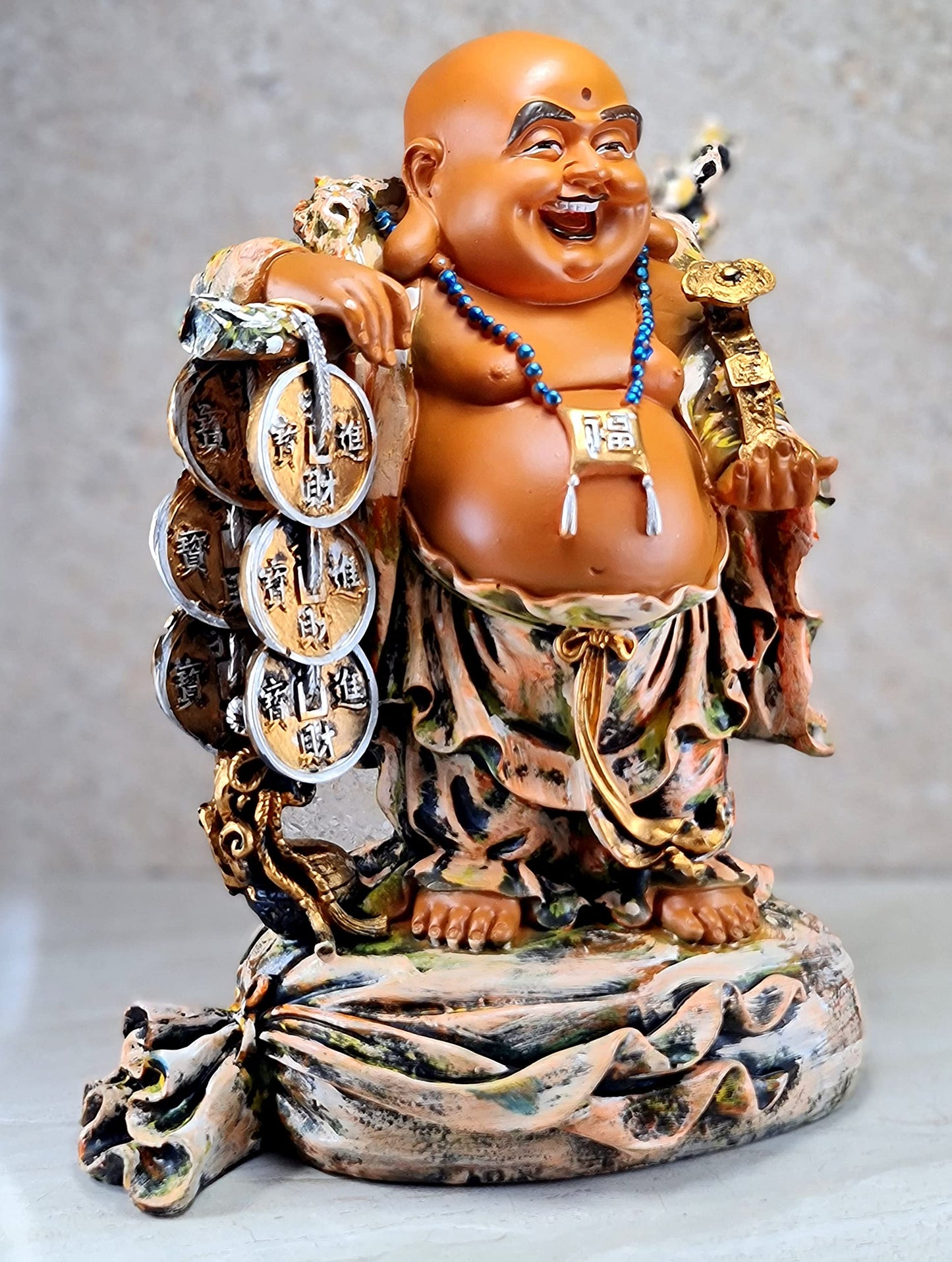 eSplanade Laughing Buddha Statue for Money, Wealth & Good Luck | Resin Home Decor Item for Living Room, Office Table Desk, Shelf | Feng Shui Showpiece, Idol & Figurine | House Warming Gift, 6.5"