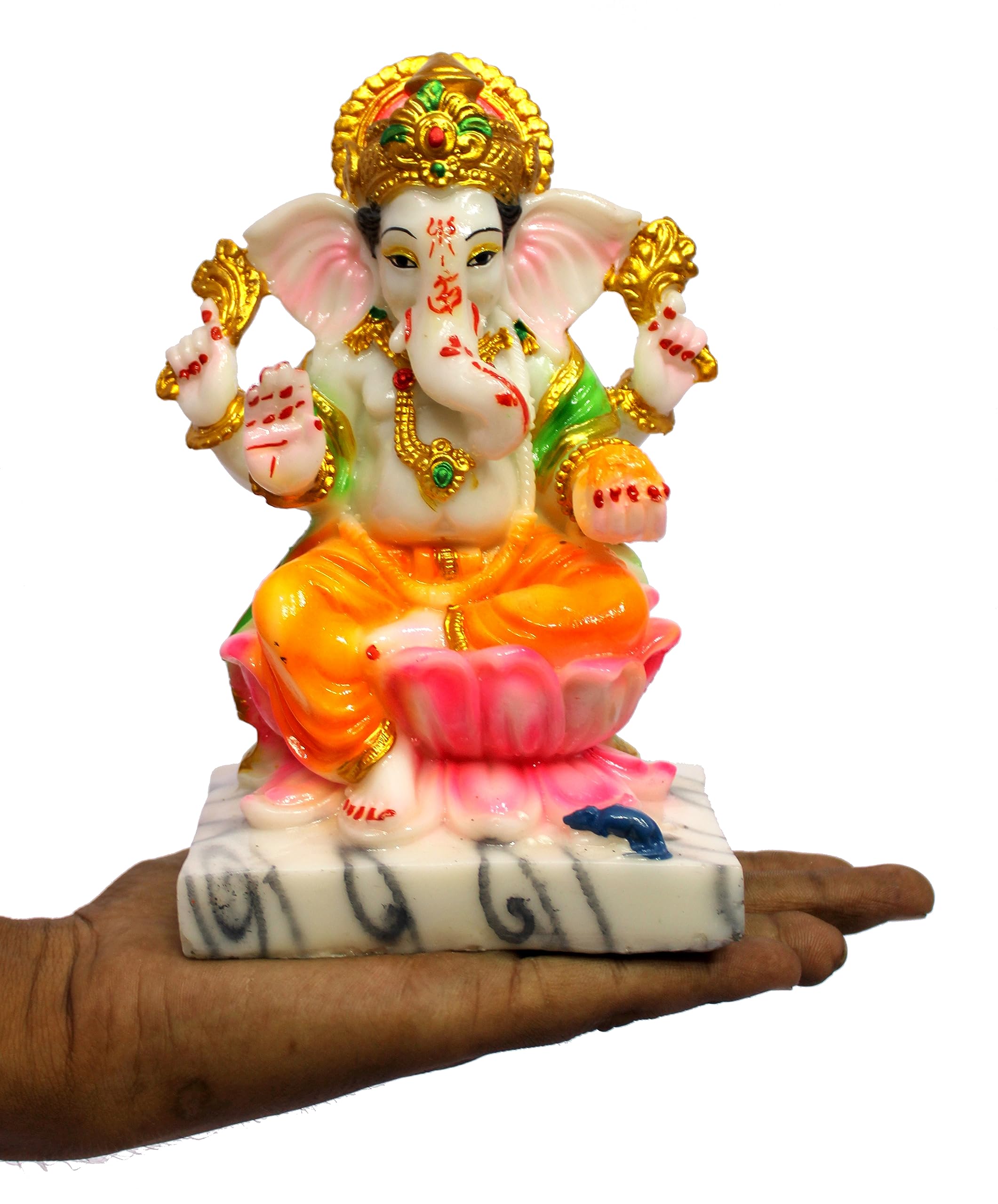 eSplanade Saraswati on Lotus | Saraswati Goddess Murti Idol Statue Sculpture Figurine - Resin - Multi - 10.5" & 7" Inches