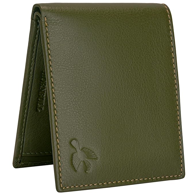 HORNBULL Maddison Mens Olive Green Leather Wallet for Men | Stylist Mens Wallet with RFID Blocking | Genuine Leather Wallets Gift for Mens