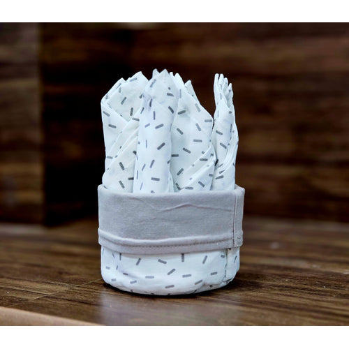 Handcrafted Cotton Bun Basket Set with 6 Napkins - Multipurpose Napkin Holder, Eco-Friendly Dining Accessory (Confetti Grey)