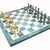StonKraft Collectible Green Marble Chess Board Set + Brass Wooden Combo Pieces Pawns - Decorative Stone Chess - Home Decor