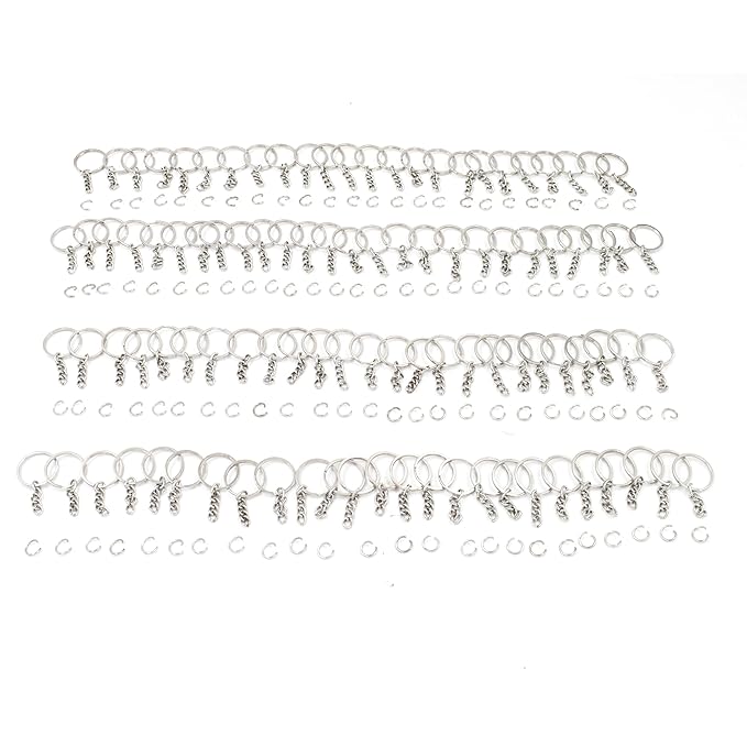 IVEI DIY Keychain Rings with Open Jump Rings for Craft | Metal Split Keyring of 25mm | Set of 100 for Jewlery, Charms and Purse Making | Craft Essentials for Small Businesses (Keychain Rings Set 100)