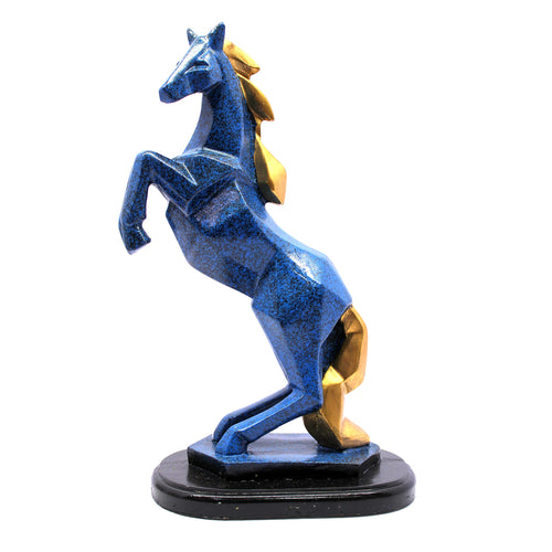 eSplanade Resin Uplifted Legs Horse Rearing Horse Standing Horse Showpiece Sculpture Figurine - Blue - 12