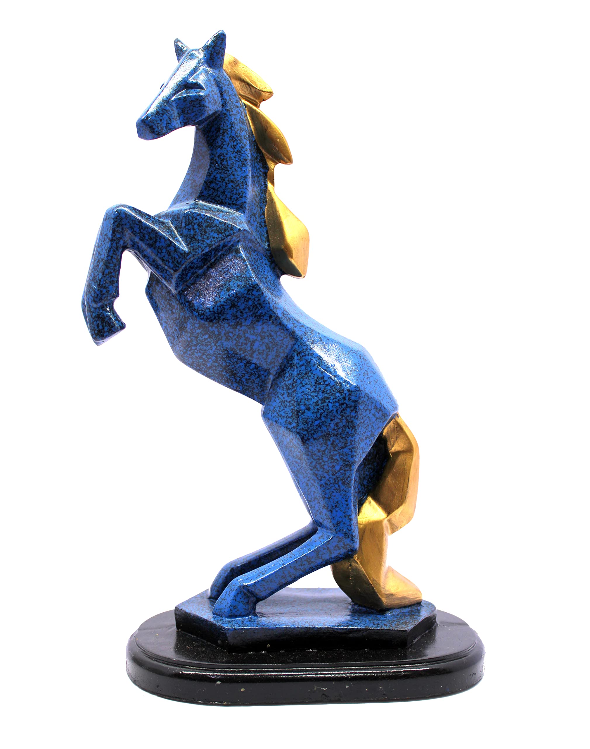 eSplanade Resin Uplifted Legs Horse Rearing Horse Standing Horse Showpiece Sculpture Figurine - Blue - 12" Inches