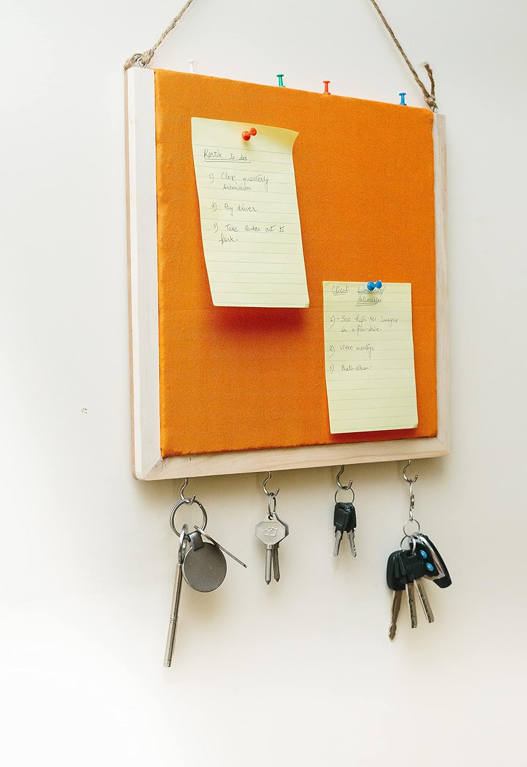 IVEI Smart pin Board and Key Holder Combination - Organizer Boards - Orange Bulletin Board