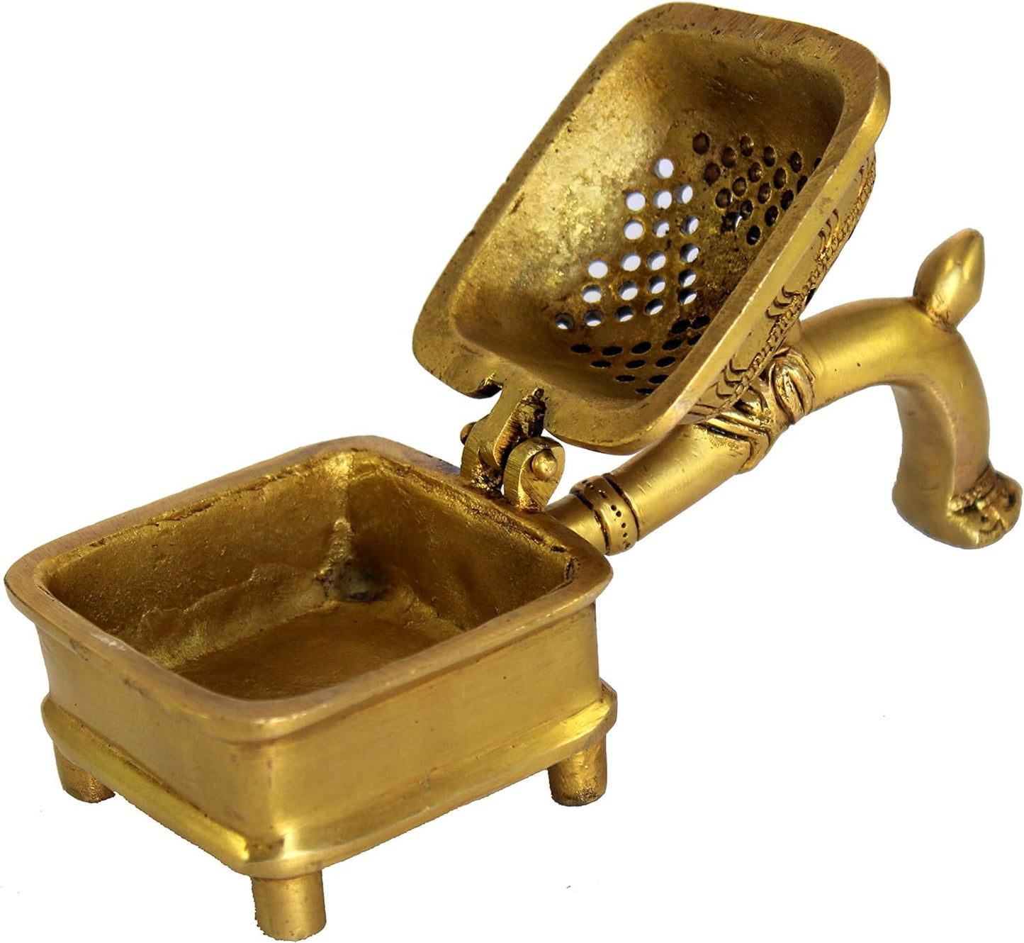 ESPLANADE Brass Incense Burner Dhoop Dani Stand with Handle- 15 Cms(Square)