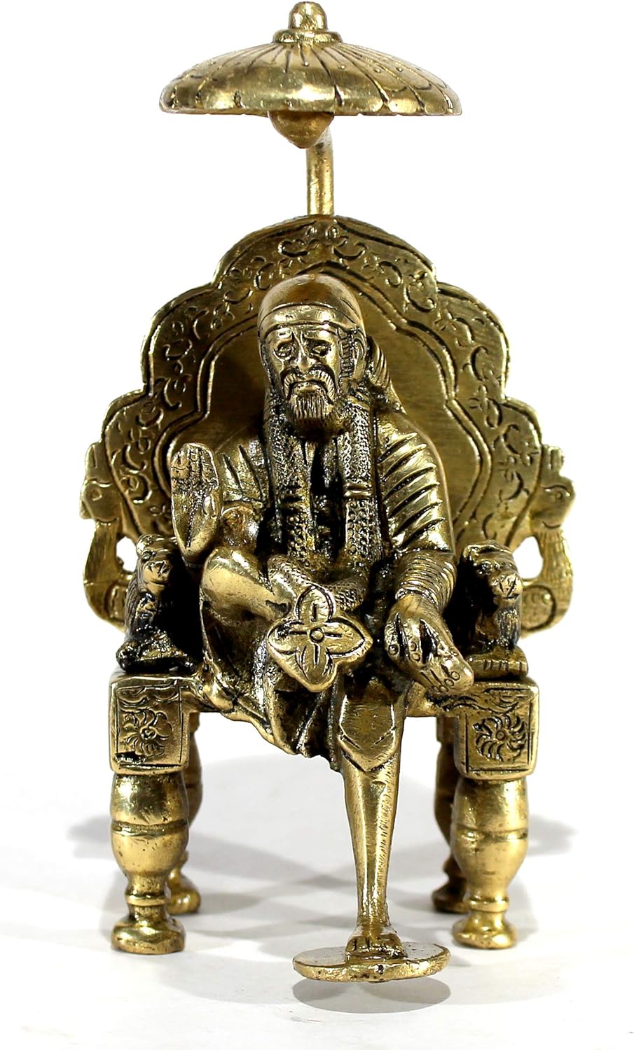 eSplanade - 6" Premium Brass Statue/Idol Shirdi Sai Baba with Chair and Chatra Showpiece/Decorative Brass Item/Home DŽcor/Office Decorative Items.