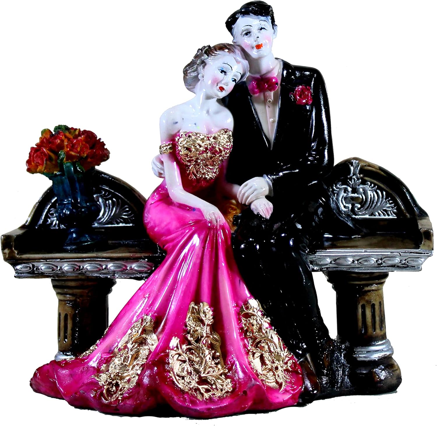 eSplanade Resin Love Couple Face Showpiece Statue Sculpture Figure for Home Decor Valentine Day Gift (Standing Couple 1 & 2)