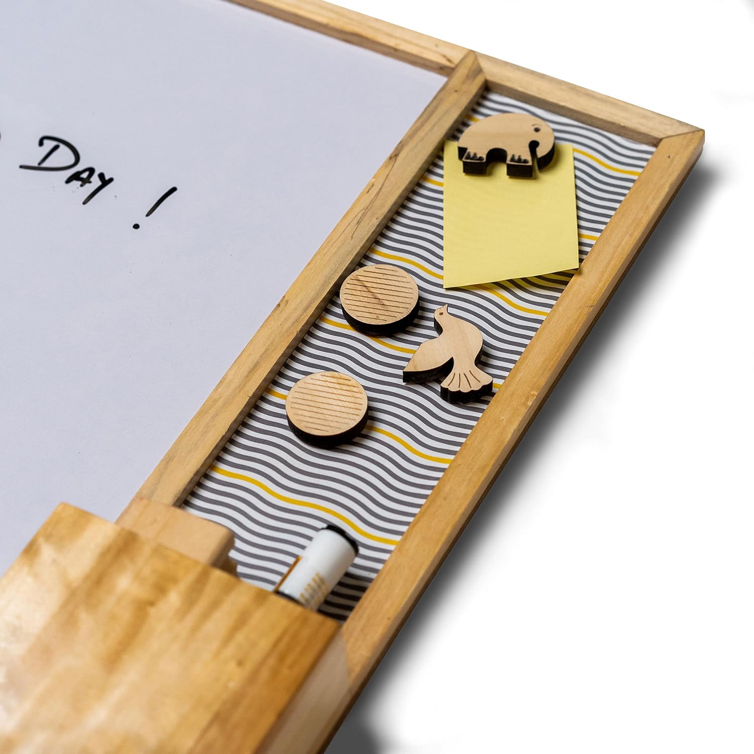 IVEI Combination Board with Magnet Board, Pin Board, Whiteboard & Calendar-Innovative Organizer for Kids and Adults with Magnets to Do Boards Gift for Home, Office, School- Set of 2 - Dark Blue, Grey