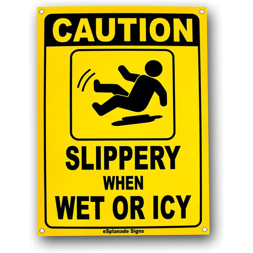 eSplanade Caution - Slippery When Wet Or Icy Sign Sticker Decal - Easy to Mount Weather Resistant Long Lasting Ink (Size 12