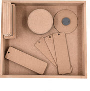 IVEI DIY MDF Rectangular Tray Pack with 4 Coaster with Stand, 10 Round Magnets and 10 Bookmarks