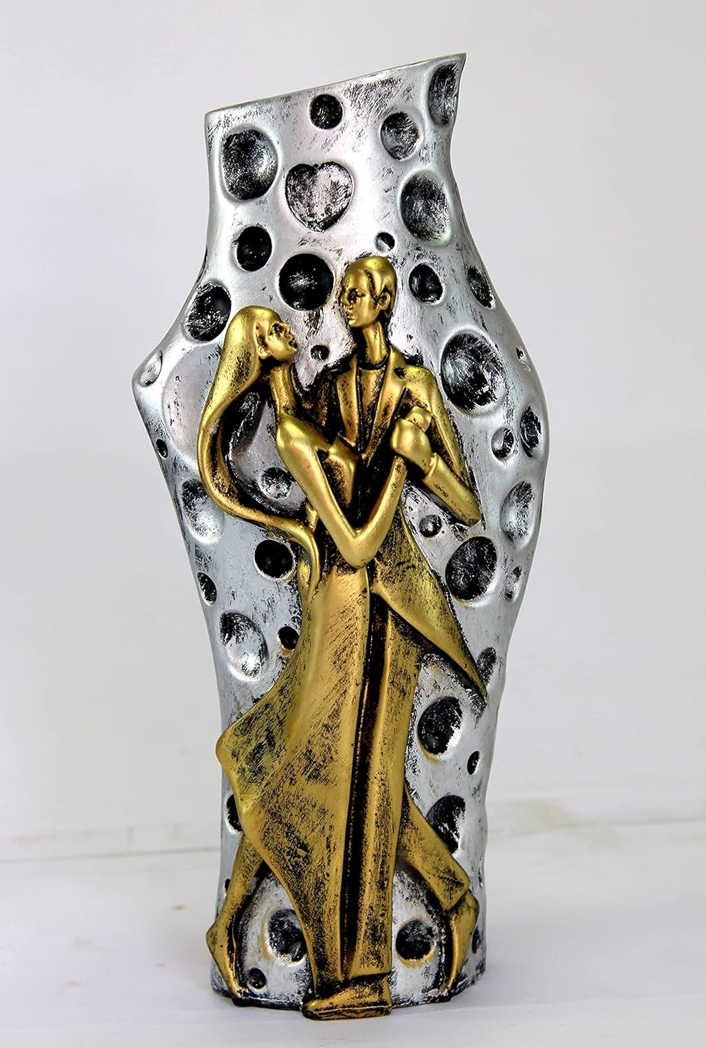 eSplanade Flower Vase Flower Pot Holder Decorative Showpiece - Home Decor - Resin - Copper-Grey - 9.5" Inches