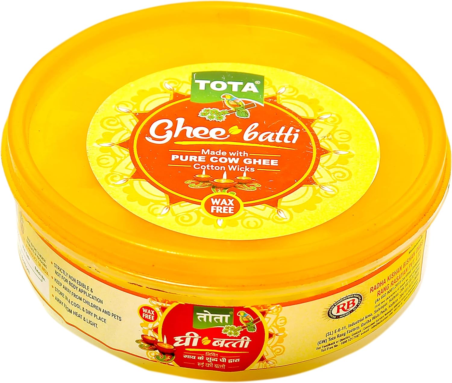 Tota Wax Free Pure Cow Ghee Diya Cotton Wicks for Puja with Diya. Combo of 50 Pooja Batti with Diya