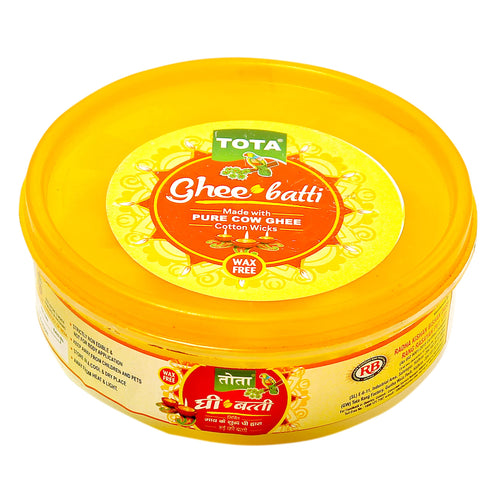 TOTA Pure Cow Ghee Diya Cotton Wick for Puja -50 Ghee Batti | Wax Free Desi Ghee Diya Wick ‚Äì Pack of 1