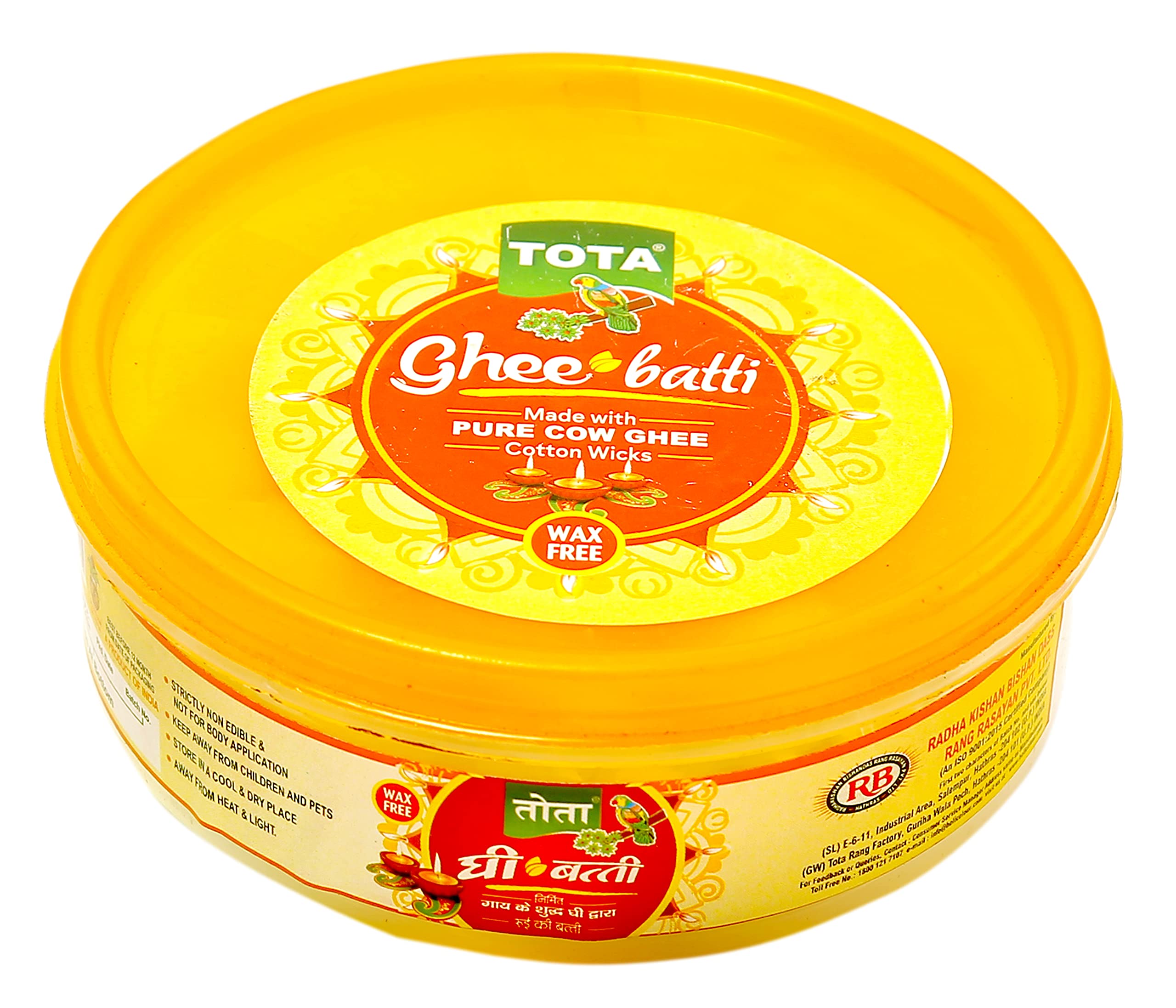 TOTA Pure Cow Ghee Diya Cotton Wick for Puja -50 Ghee Batti | Wax Free Desi Ghee Diya Wick ‚Äì Pack of 1