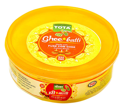 TOTA Pure Cow Ghee Diya Cotton Wick for Puja -50 Ghee Batti | Wax Free Desi Ghee Diya Wick ‚Äì Pack of 1