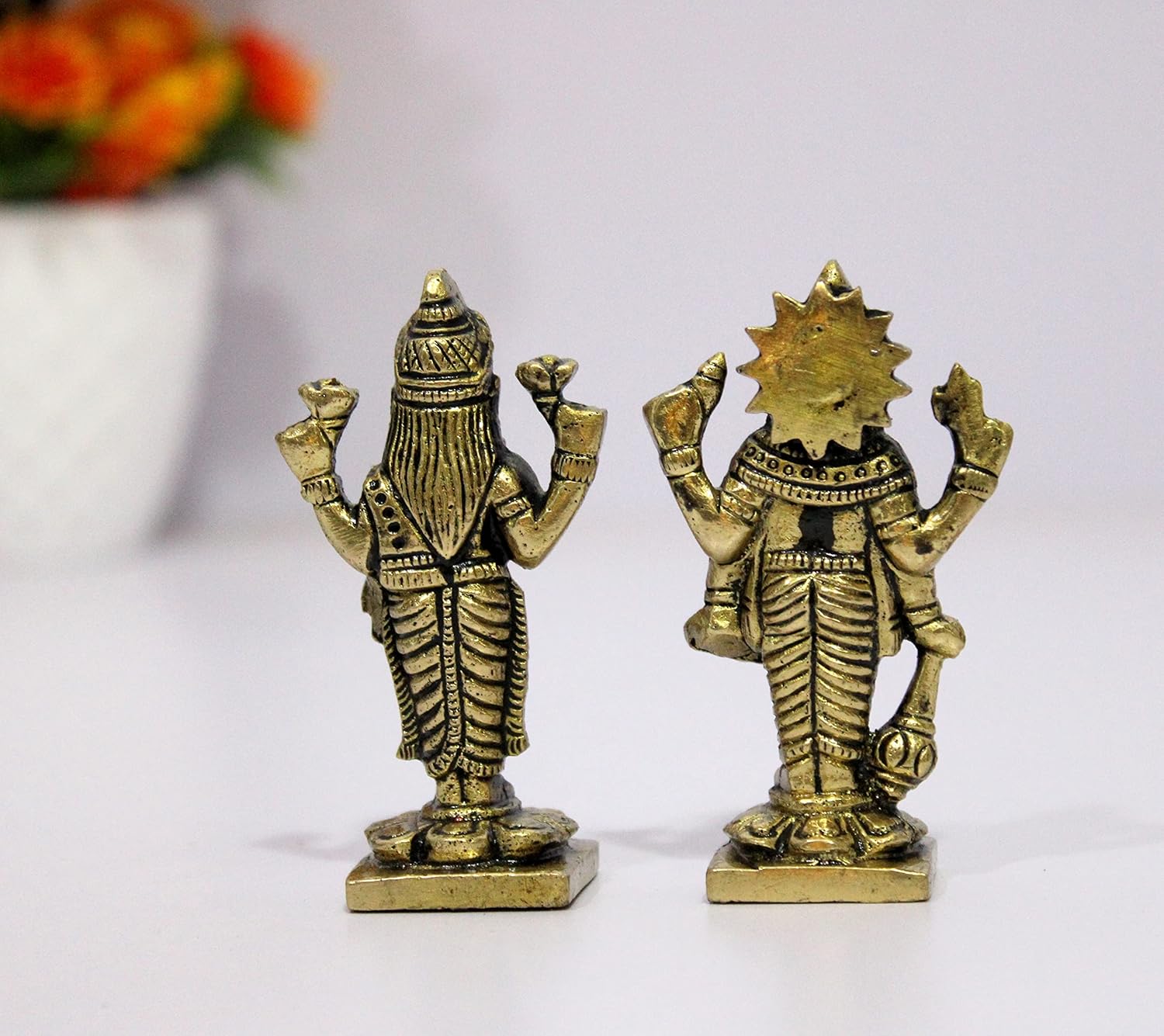 ESPLANADE Brass Lakshmi Narayan Pair - Vishnu with Laxmi Idol Murti Statue Sculpture - 3" Inches | Pooja Idols | Home Decor