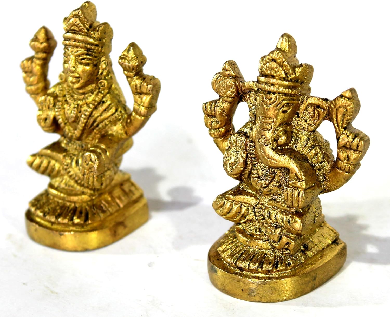 StonKraft - 2.25" (SMALL SIZE) - Ganesh Laxmi Idol - Beautiful Ganesh Ganpati Ganesha Laxmi Lakshmi Brass Sculpture for Deepawali Diwali Puja