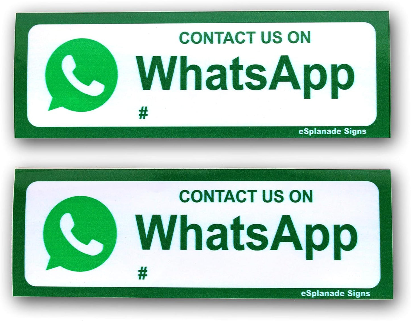 eSplanade CONTACT US ON WhatsApp Sign Sticker Decal - Easy to Mount Weather Resistant Long Lasting Ink Size (9" x 3")