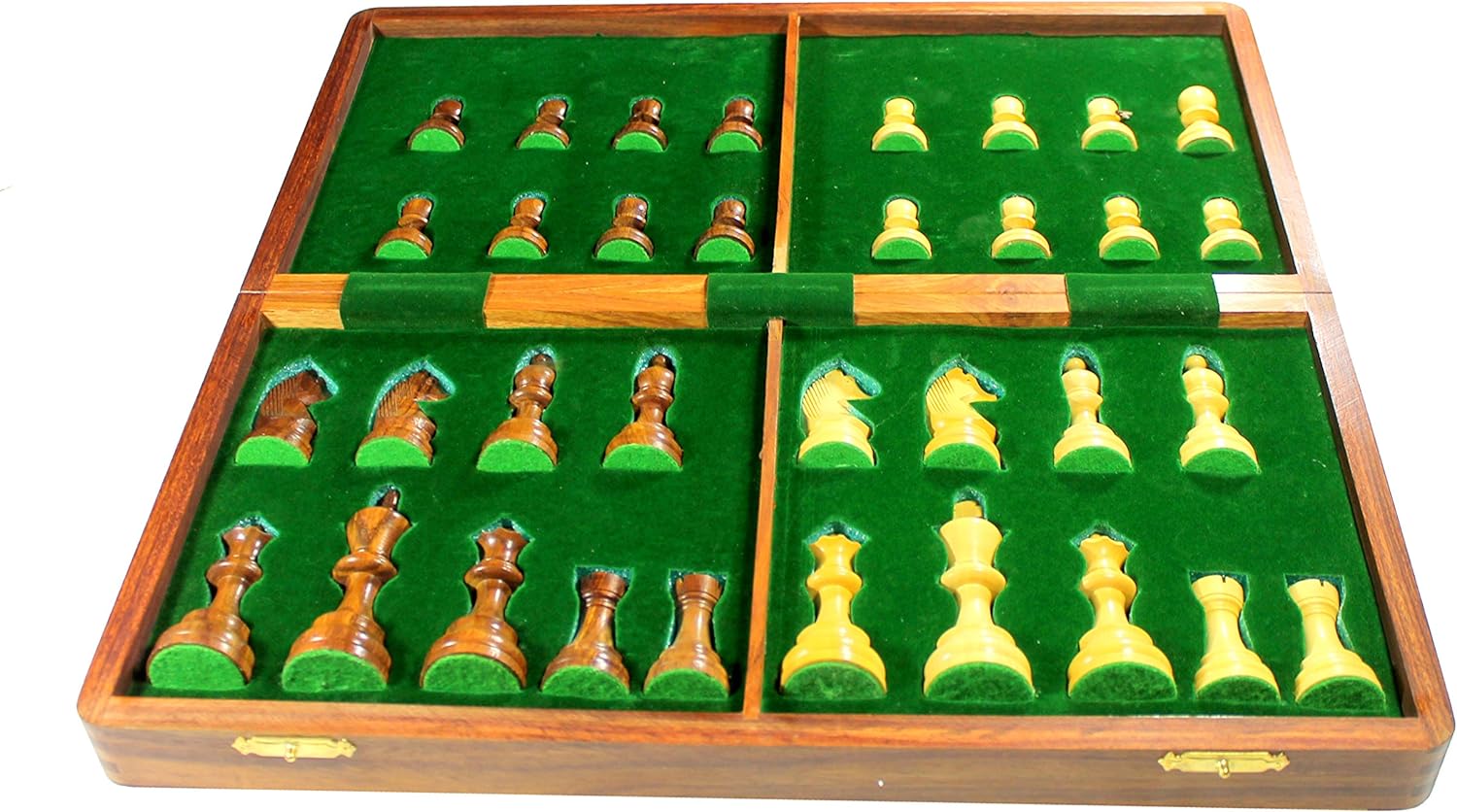 StonKraft Collectible Wooden Folding Chess Game Board Set+Wooden Crafted Pieces with Extra Queen