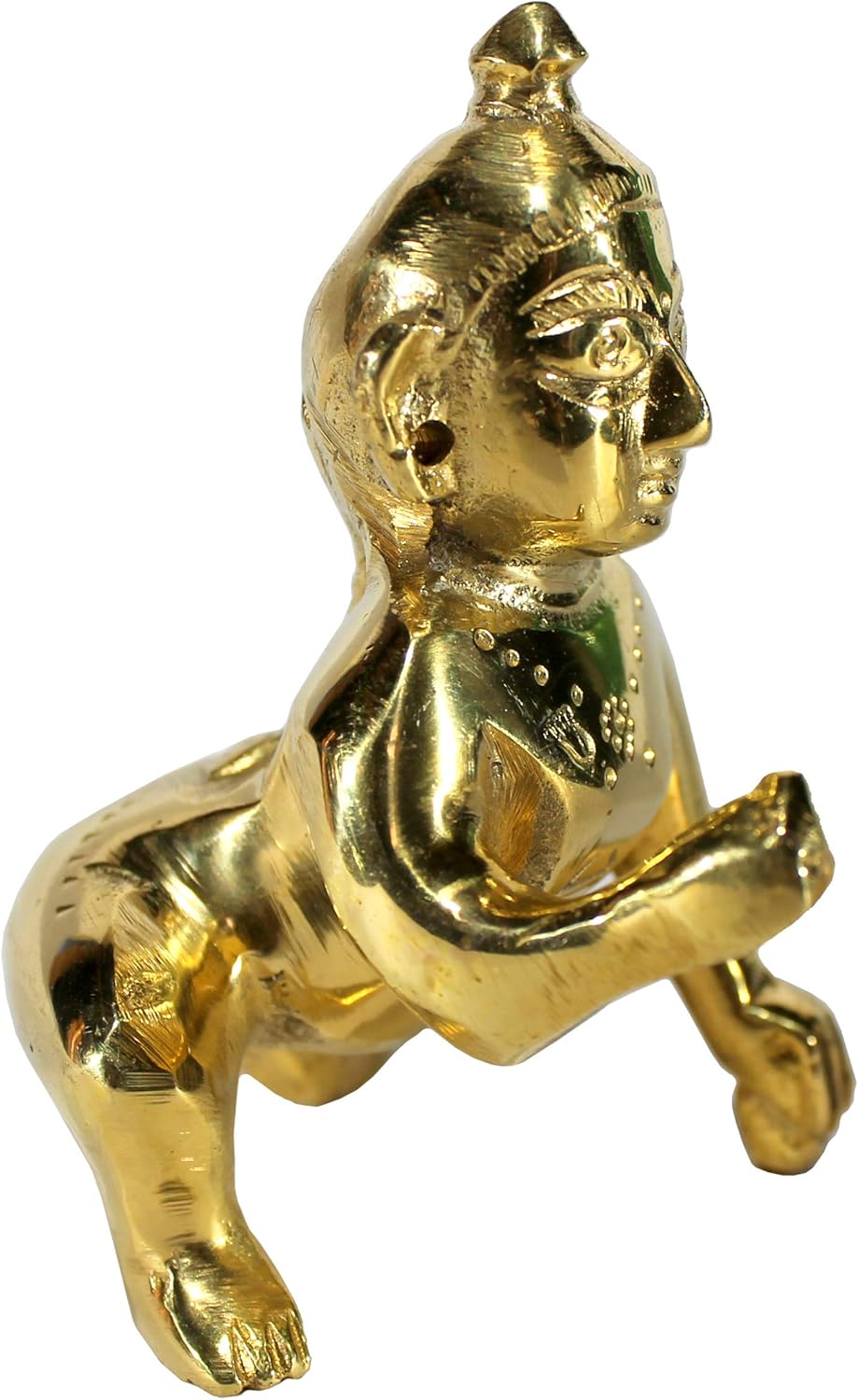 StonKraft Brass Krishna Laddoo Gopal Kanha Makhan Chor Statue Idol Murti Sculpture