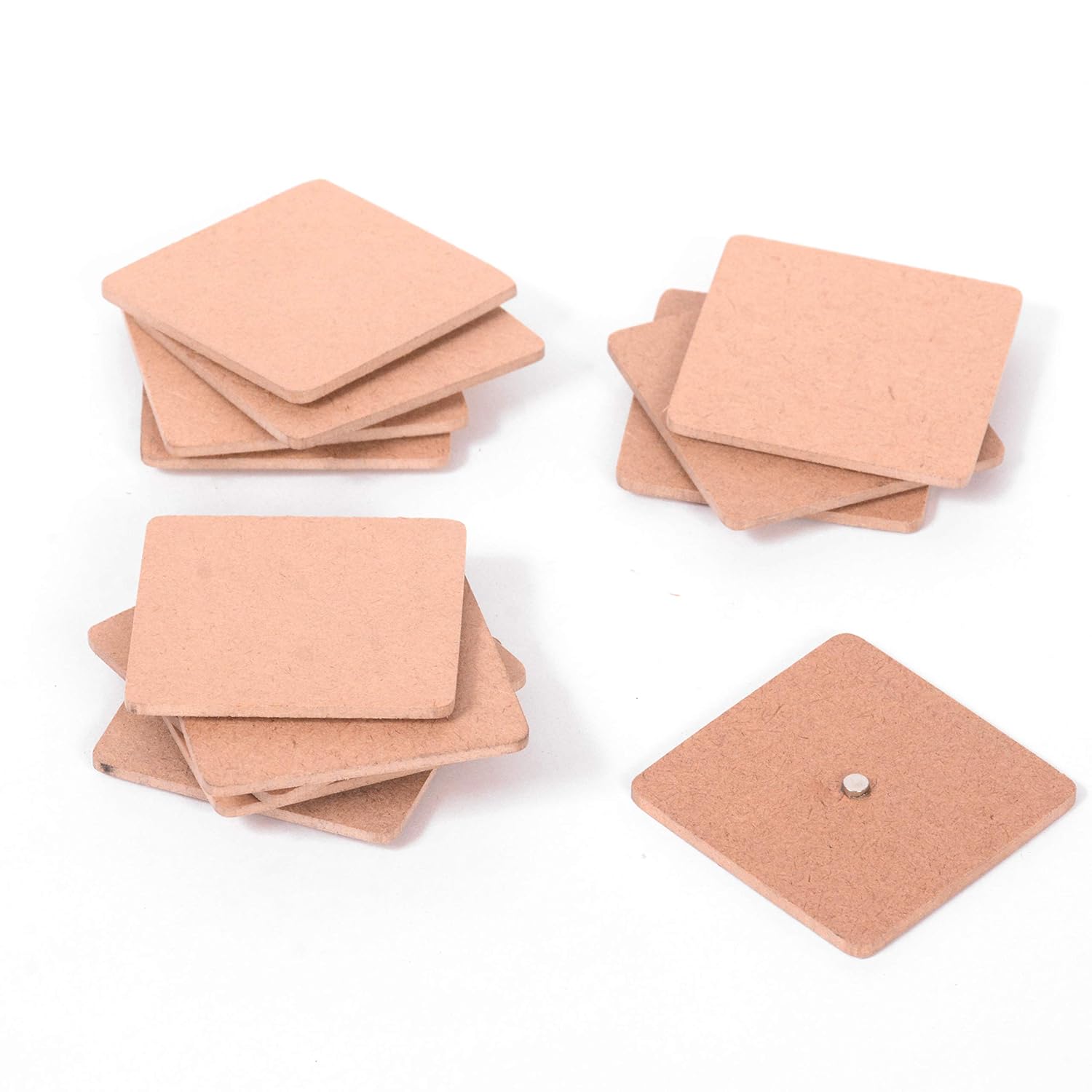 IVEI DIY MDF Wood Sheet Craft Magnet - Plain MDF Fridge Magnet Blanks Cutouts for Painting Wooden Sheet Craft, Decoupage, Resin Art Work & Decoration, Square 2 in x 2 in