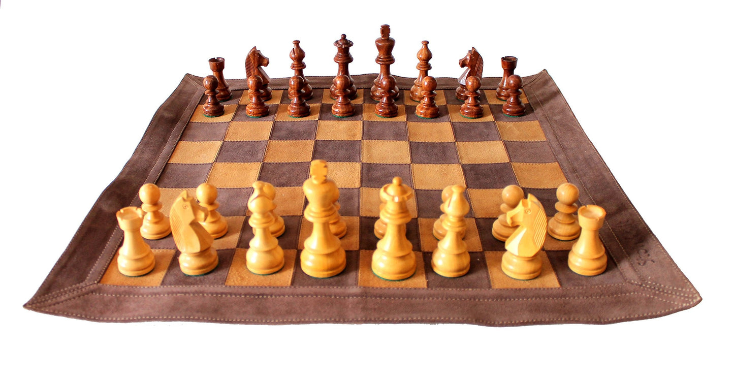 StonKraft - Big Size 19" x 19" Genuine Leather Chess Board | Roll-up Tournament Chess | Black