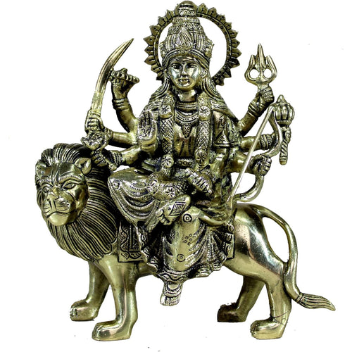 ESPLANADE Brass Maa Durga/MATA Rani Idol, Statue, moorti, murti for Home Mandir and Home Decor (8.5 Inches)
