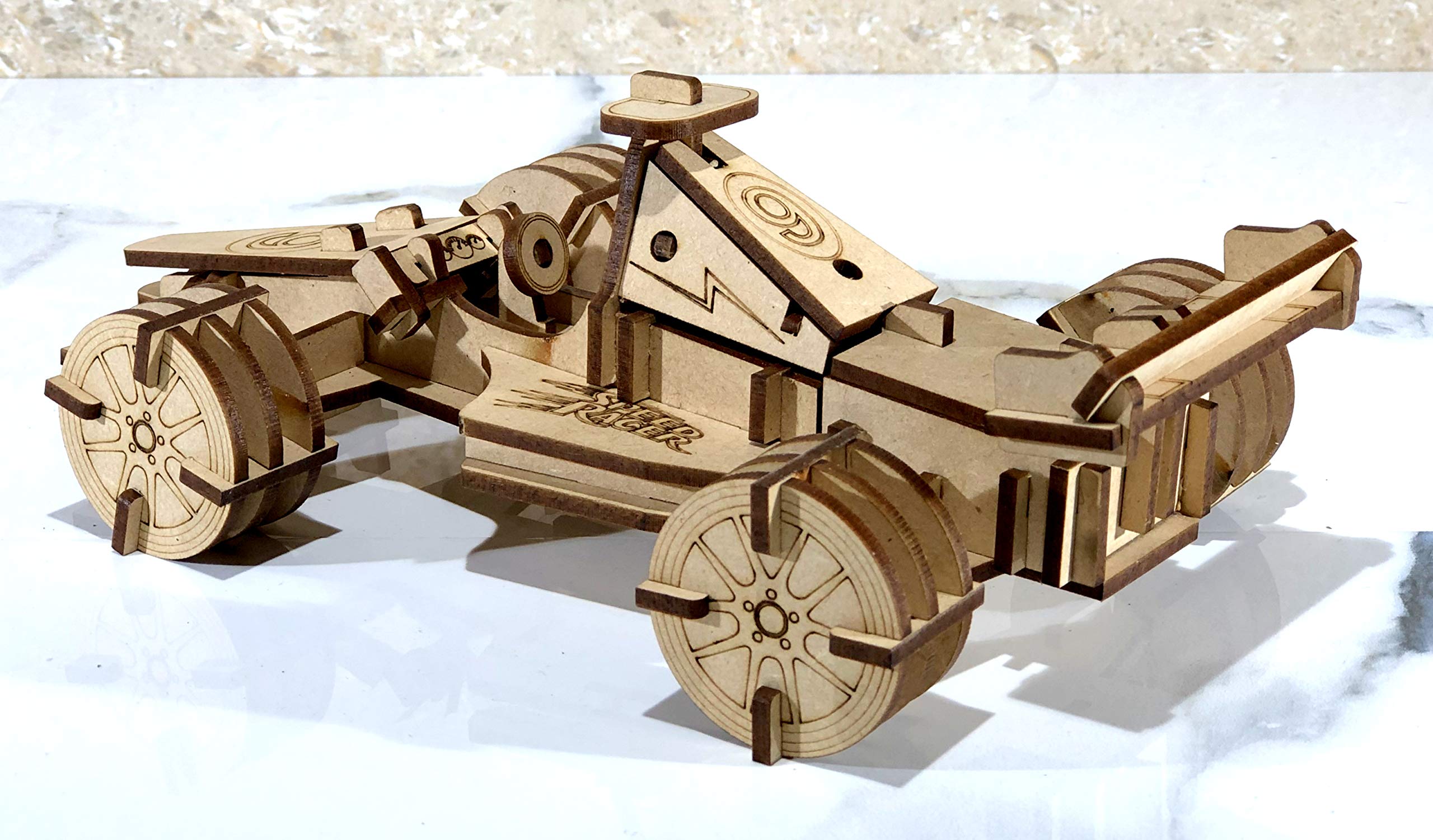 StonKraft 3D Wooden Puzzle Car - Wooden, DIY Kit, Build Your own, Construction Toy, Modeling Kit | MDF Toys Car