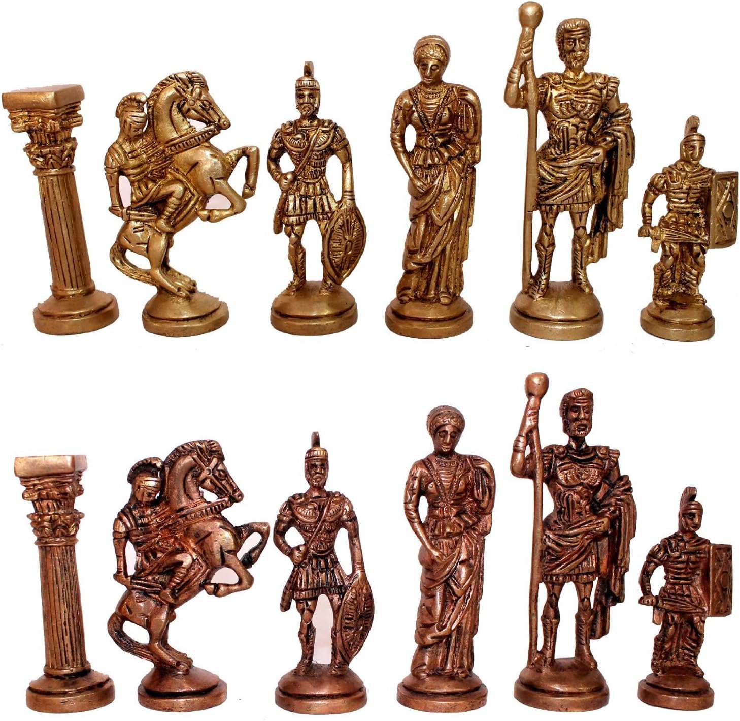 StonKraft 16"(Wood) Non-Folding Professional Tournament Collectible Acacia Wood Chess Game Board Set + Brass Roman Figure Pieces