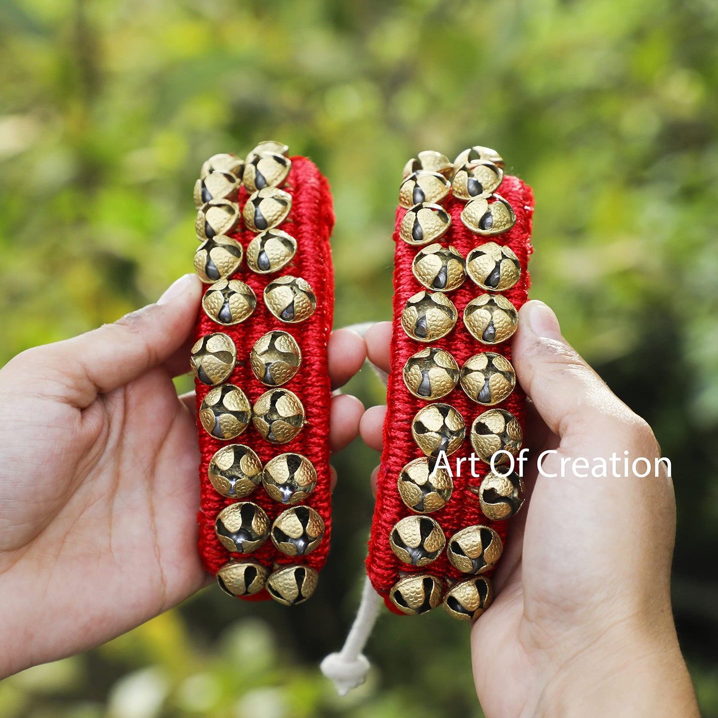 Kathak Dancing Ghungroo Bells 2 Line Classical Dancers Anklet Musical Instrument Bharatnatayam Indian Traditional 40 Bell Red Padded