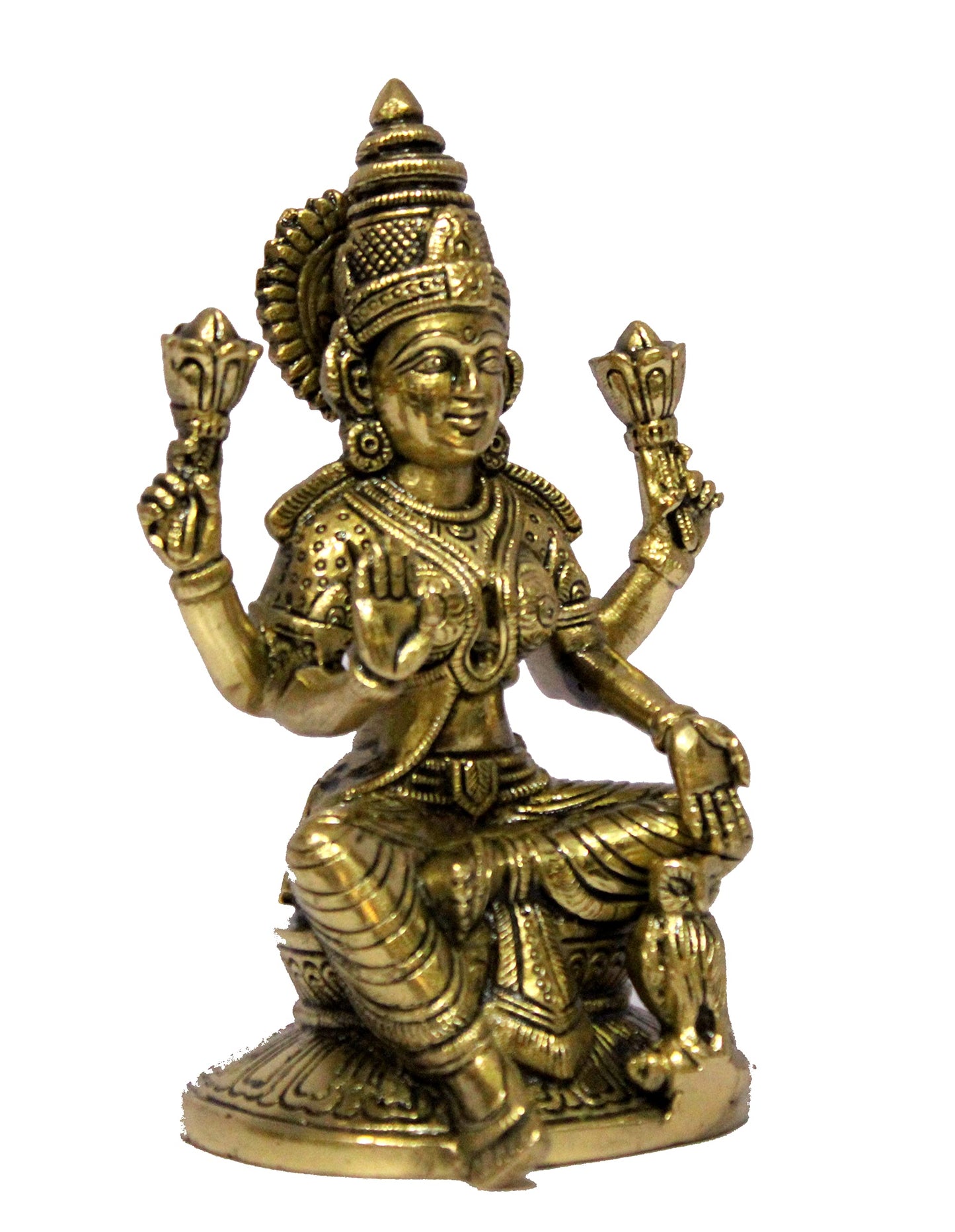 eSplanade Brass Laxmi Lakshmi Goddess Murti Idol Statue Figurine Sculpture | Pooja Idols - Home Decor | Golden - 6.75" Inches